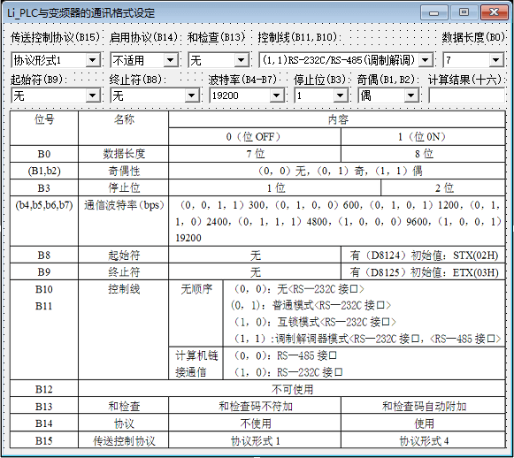 三菱PLC的RS232通讯协议格式转换器源码